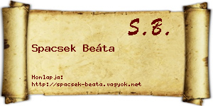 Spacsek Beáta névjegykártya