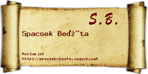 Spacsek Beáta névjegykártya