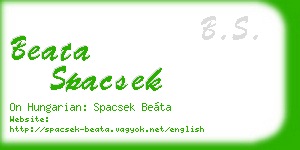 beata spacsek business card